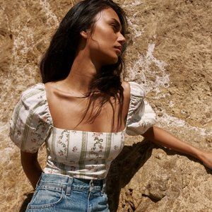 COPY - Reformation Arancini Linen Top in Heath *NEW*
